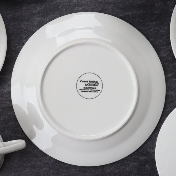 Oneida Casual Settings Basket Weave Salad Plate and Flat Cup & Saucer Set of 4 - Picture 5 of 10